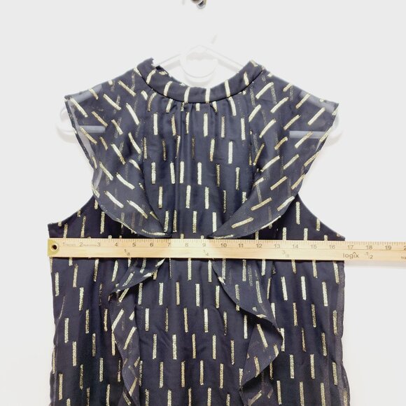 WorthingtoMid Dress Womens Sleeveless Black Metallic Ruffle Size 6 - Picture 5 of 14